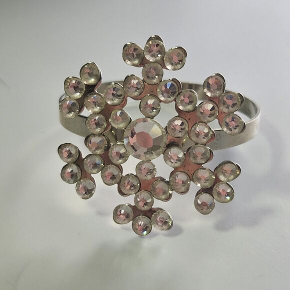 Unbranded Other - Children's Silver Tone Rhinestone Snowflake Bangle Bracelet 6.25"